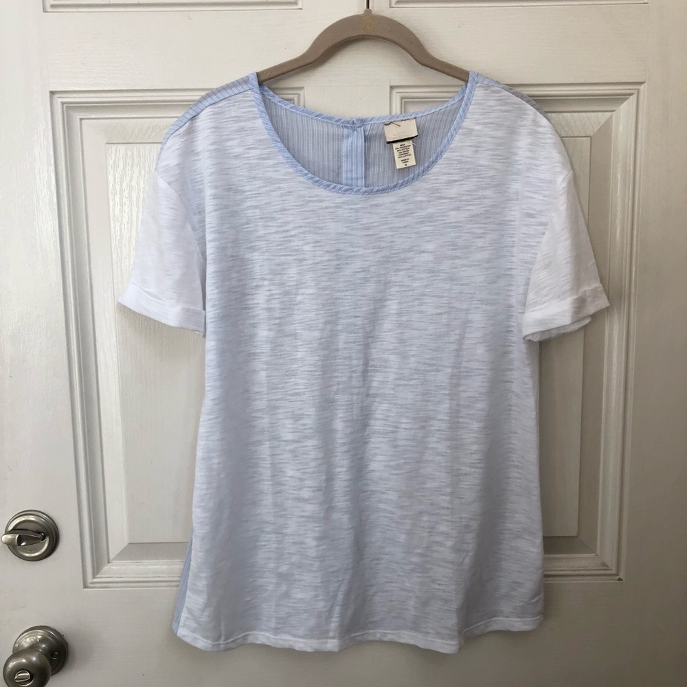 Knit to woven button up back top 💗